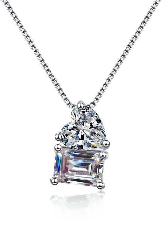 Evelyn Moissanite Pendant in Sterling Silver With Rhodium Plating
