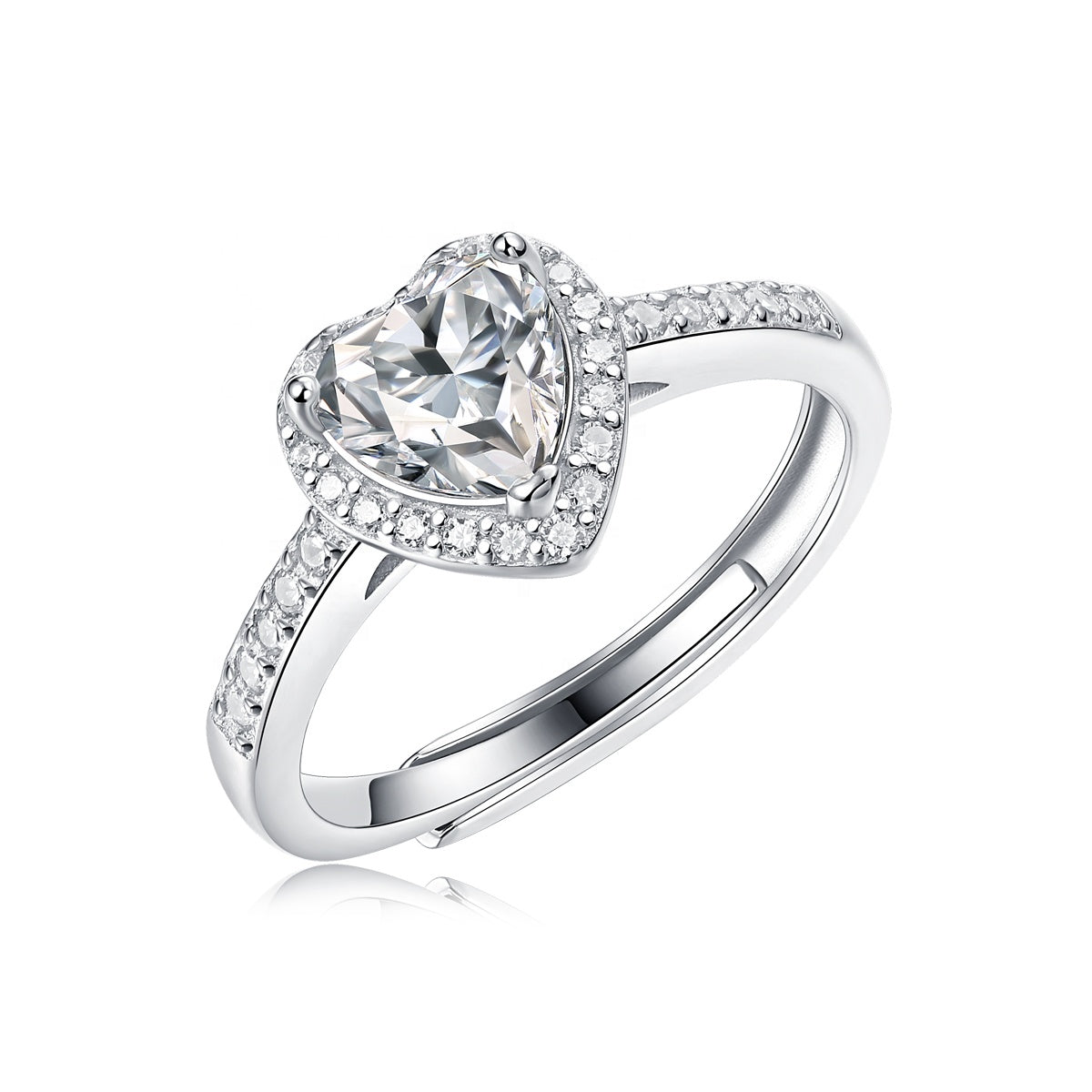 Skye Moissanite Ring in Sterling Silver with Platinum Coating