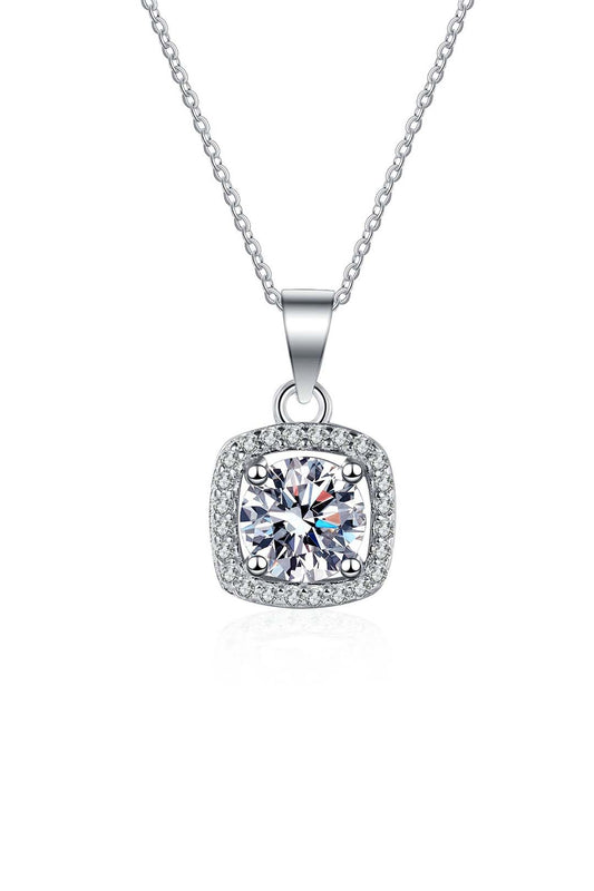 Ava Moissanite Pendant in Sterling Silver With Rhodium Plating