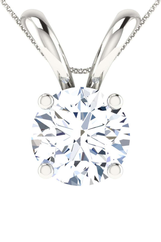 Brilliance Round Cut Moissanite Pendant in Sterling Silver With Rhodium Plating