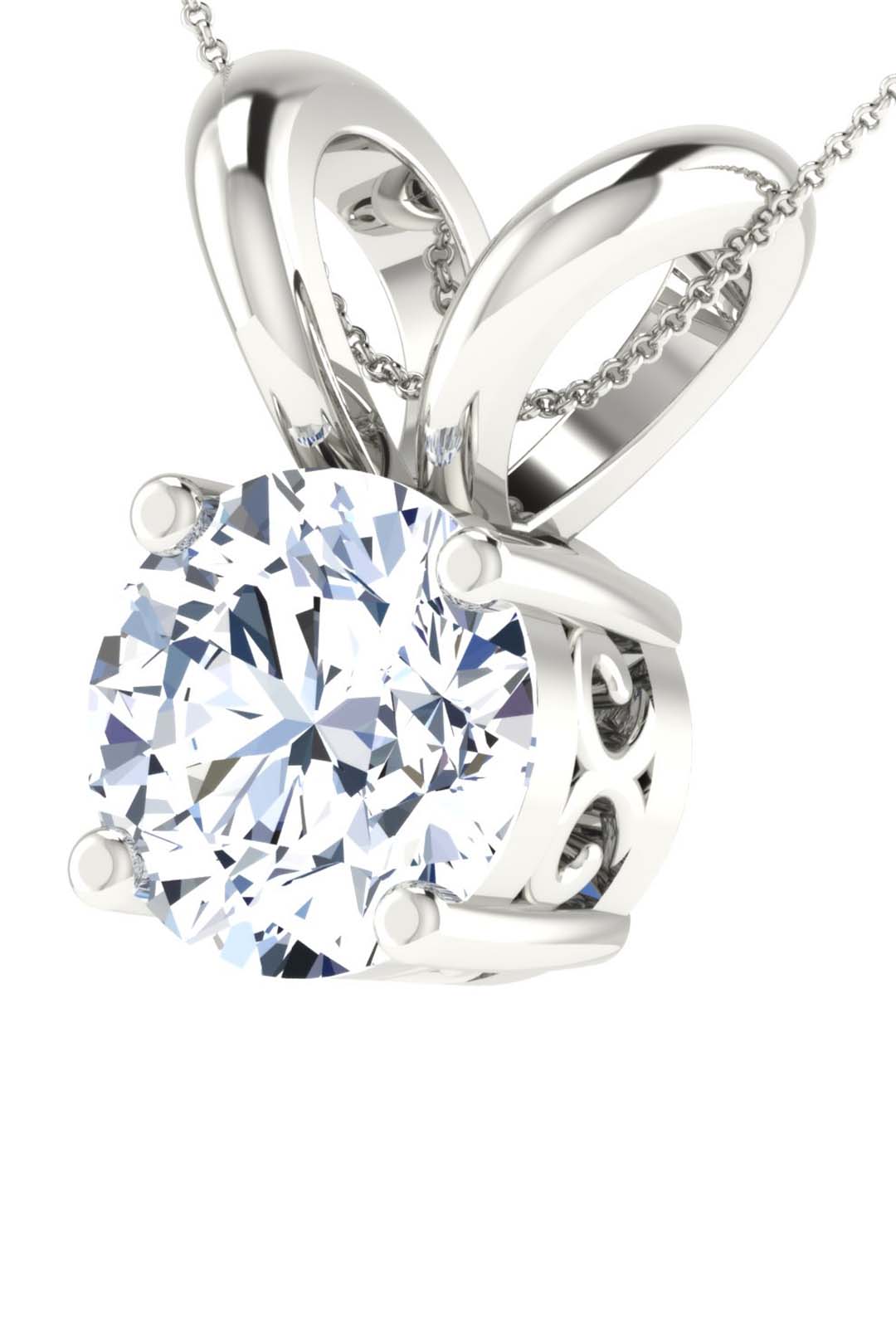 Brilliance Round Cut Moissanite Pendant in Sterling Silver With Rhodium Plating