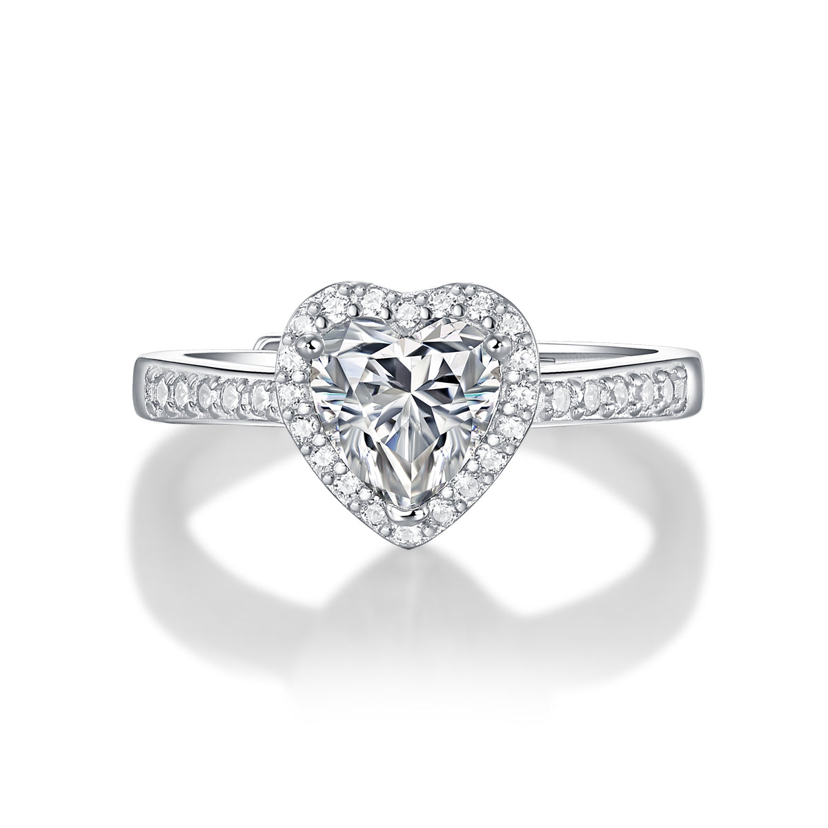 Skye Moissanite Ring in Sterling Silver with Platinum Coating