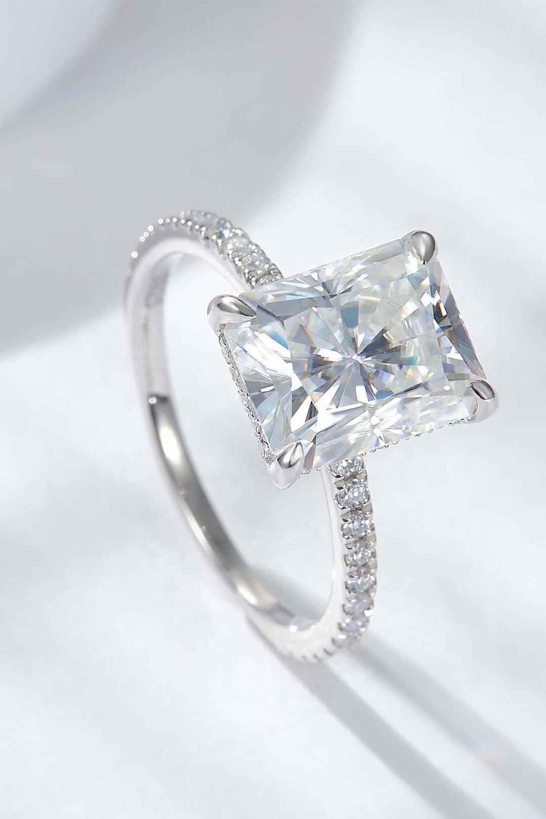 Midnight Majesty Radiant Moissanite Ring