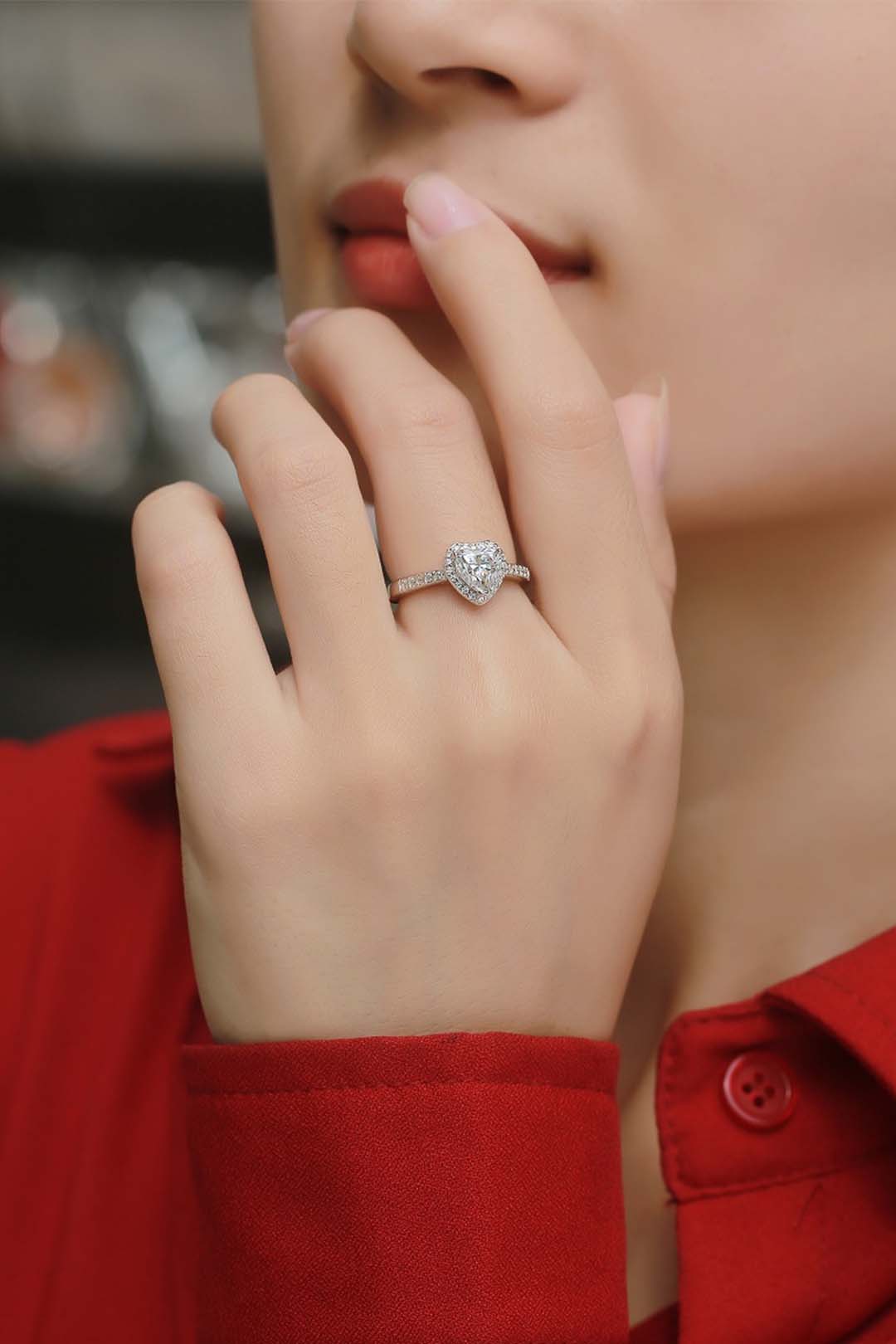 Skye Moissanite Ring in Sterling Silver with Platinum Coating