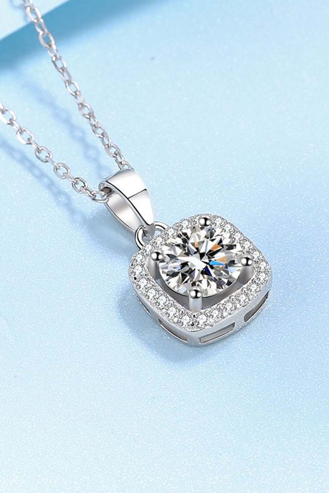 Ava Moissanite Pendant in Sterling Silver With Rhodium Plating