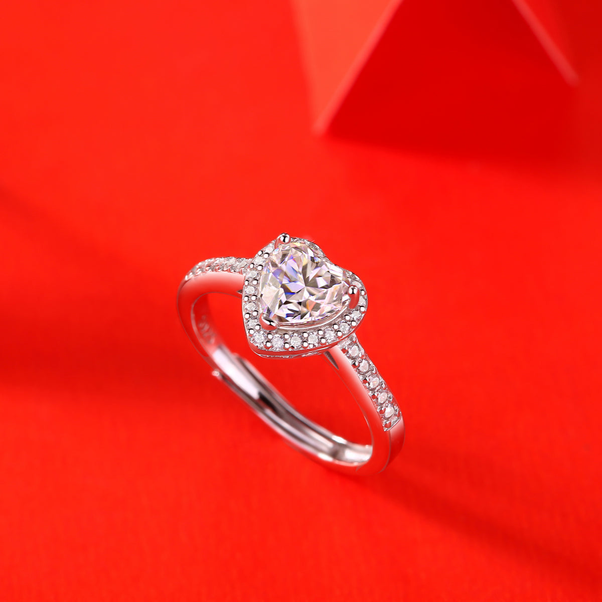 Skye Moissanite Ring in Sterling Silver with Platinum Coating