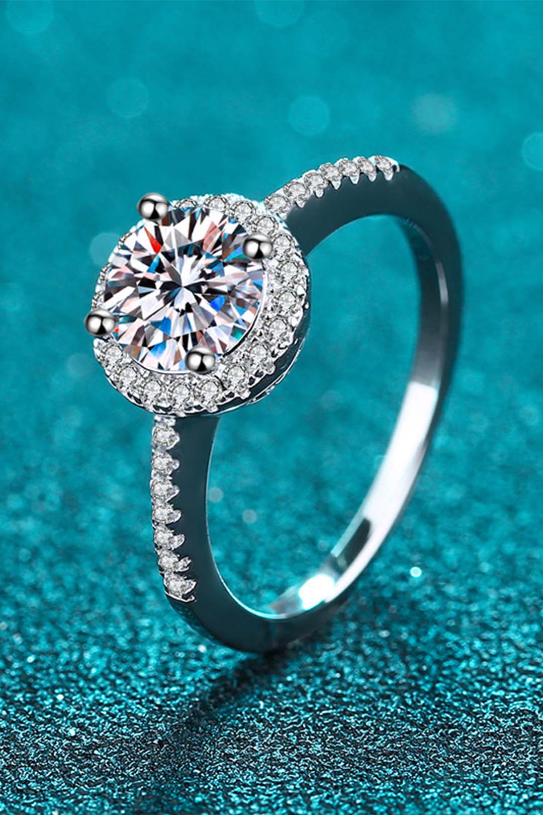 Isabella's Iridescent moissanite Solitaire Ring