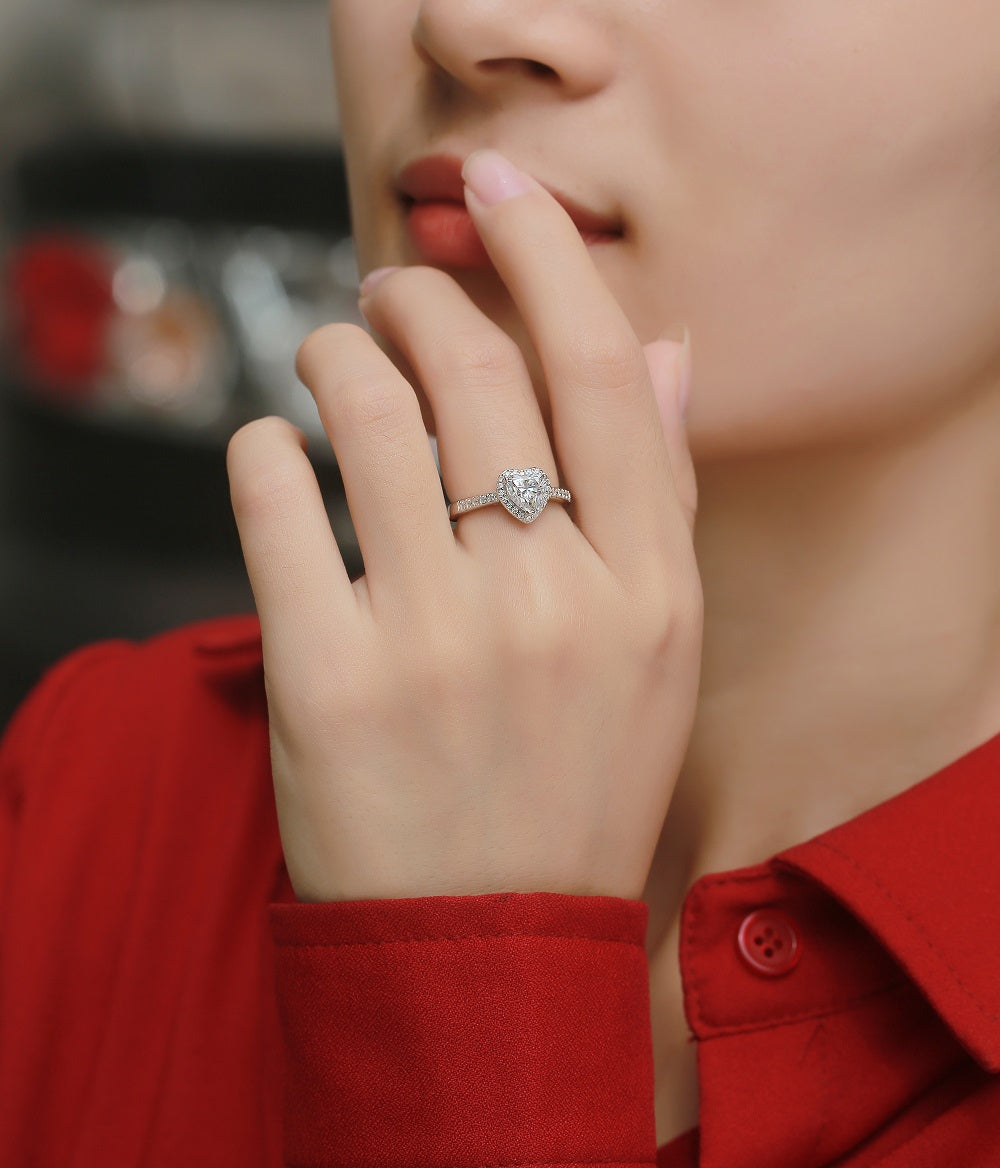 Skye Moissanite Ring in Sterling Silver with Platinum Coating