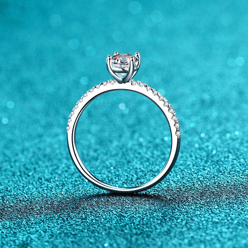 Imogen Oval Solitaire Moissanite Ring in Sterling Silver with Platinum Coating