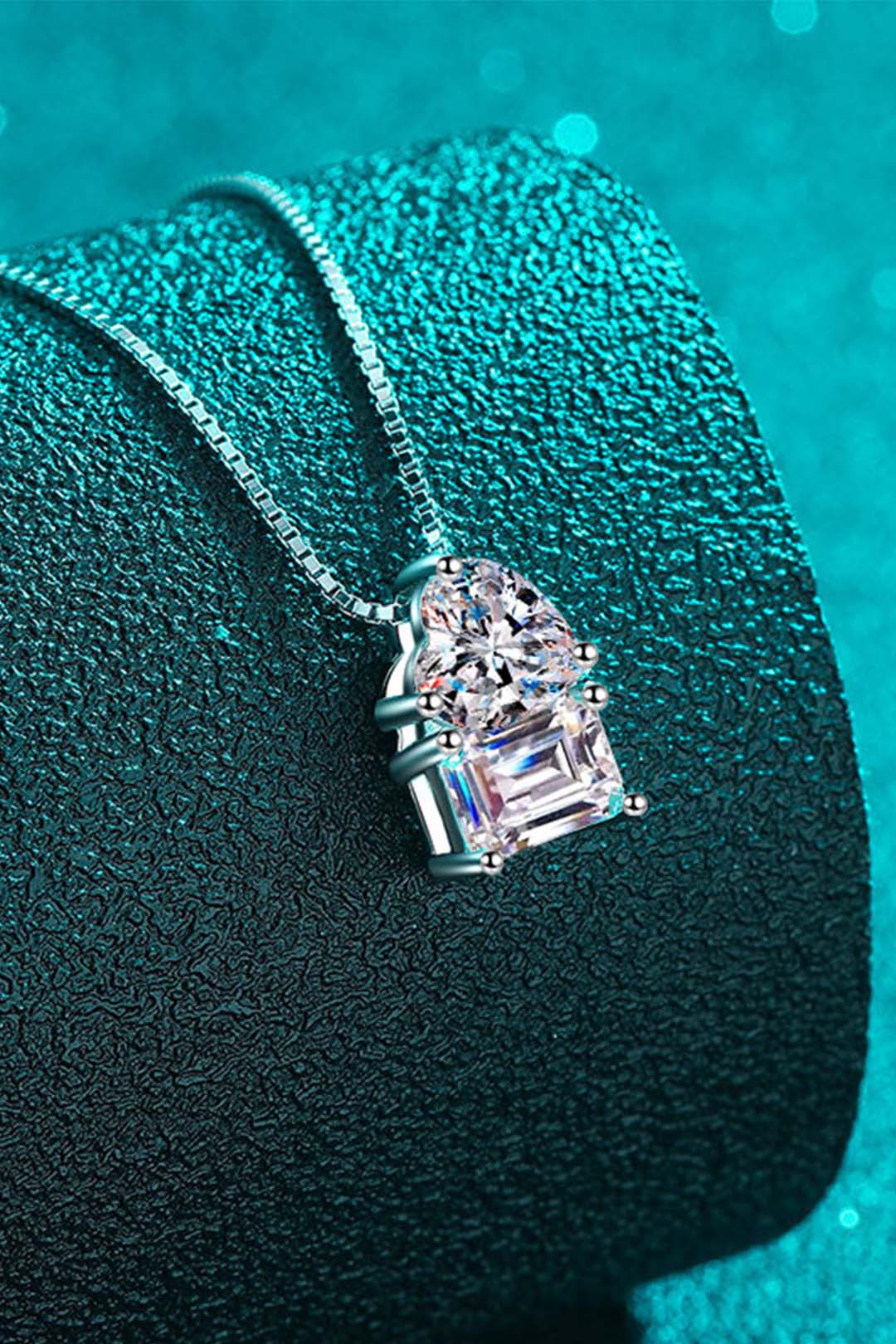 Evelyn Moissanite Pendant in Sterling Silver With Rhodium Plating