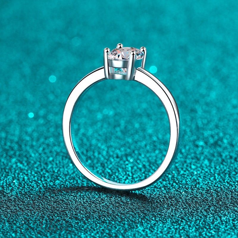 Charlotte Oval Cut Solitaire Moissanite Ring in Sterling Silver with Platinum Coating