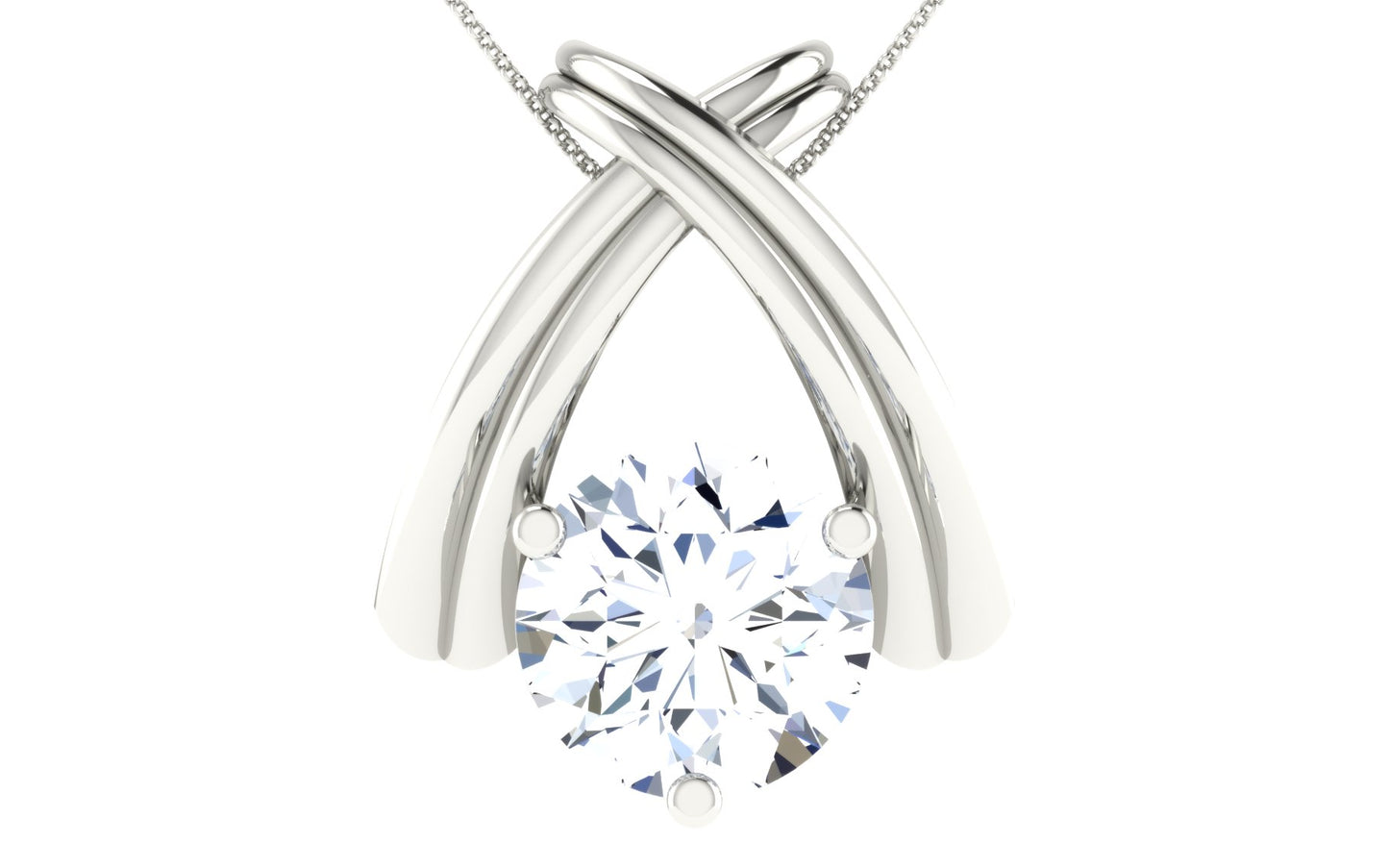 Radiant Round Cut Moissanite Pendant in Sterling Silver With Rhodium Plating