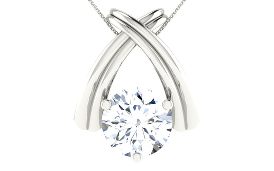 Radiant Round Cut Moissanite Pendant in Sterling Silver With Rhodium Plating