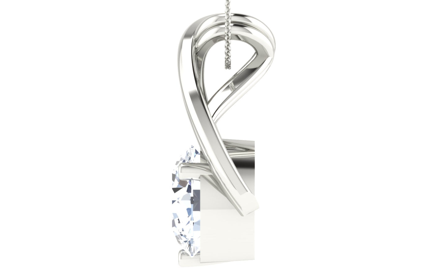 Radiant Round Cut Moissanite Pendant in Sterling Silver With Rhodium Plating