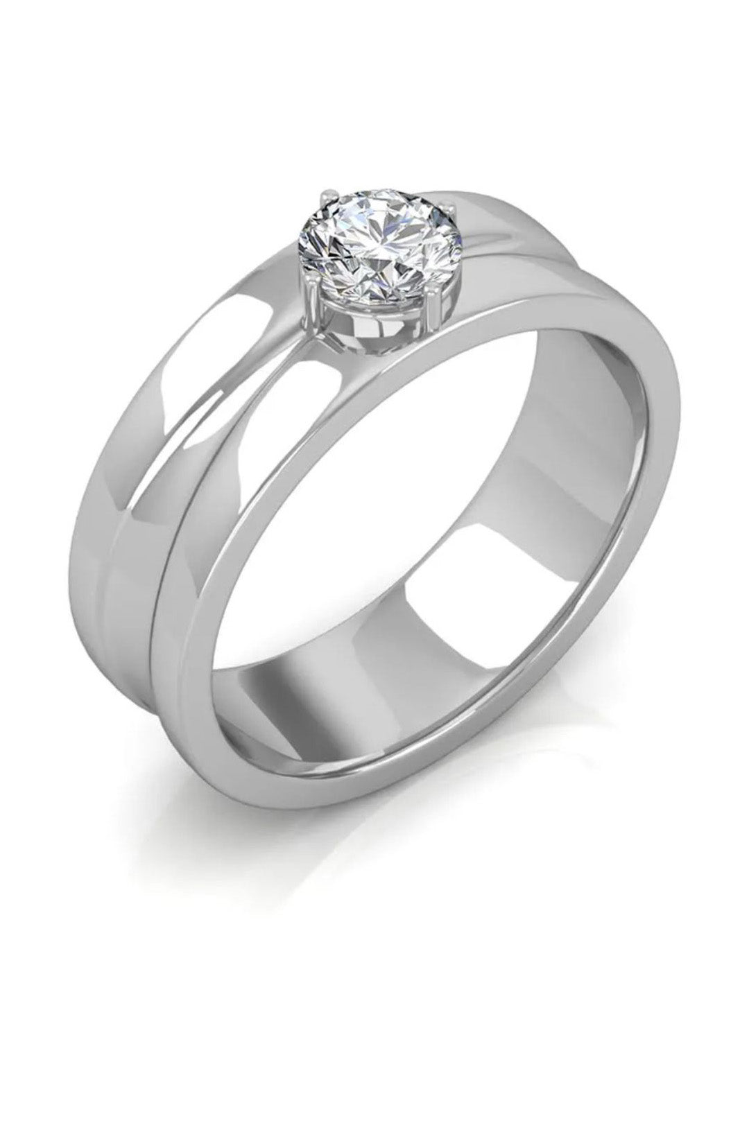 Customised 3 Carat Round Cut Solitaire Moissanite Mens Ring in Sterling Silver with Platinum Plating