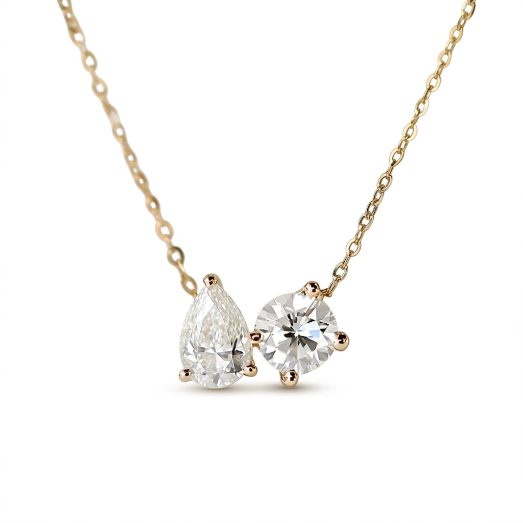 Customised Moissanite Pendant in Sterling Silver With Gold Plating