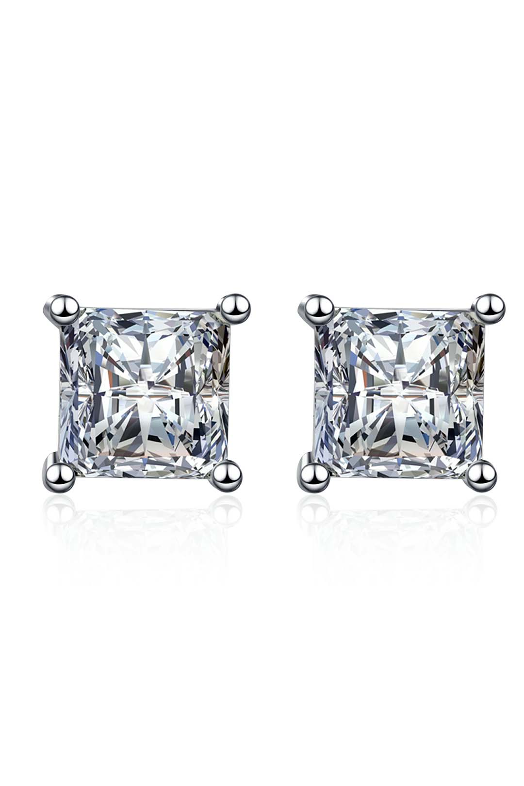 Luminous Grace Princess Cut Moissanite Solitaire Earrings