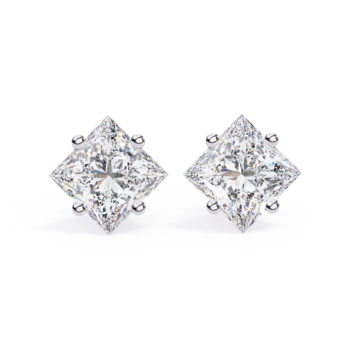 Madeline Princess Cut Moissanite Solitaire Earrings