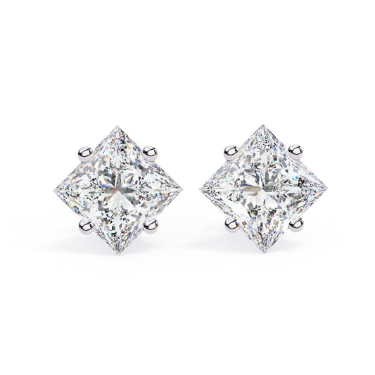 Madeline Princess Cut Moissanite Solitaire Earrings