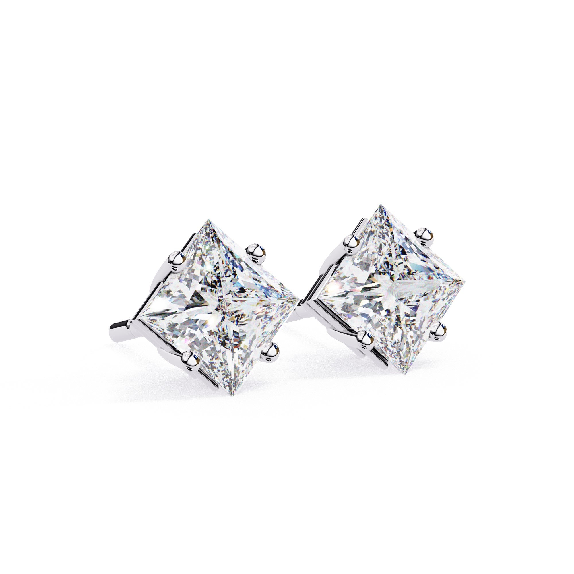 Madeline Princess Cut Moissanite Solitaire Earrings