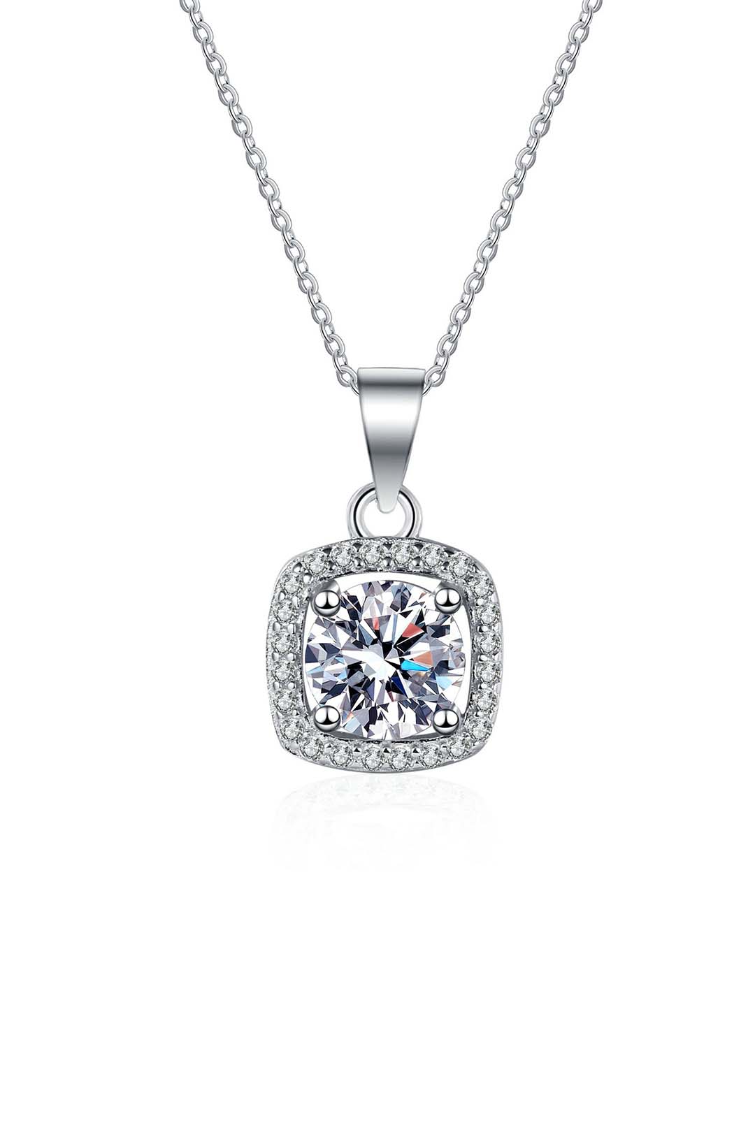 Ava Moissanite Pendant in Sterling Silver With Rhodium Plating