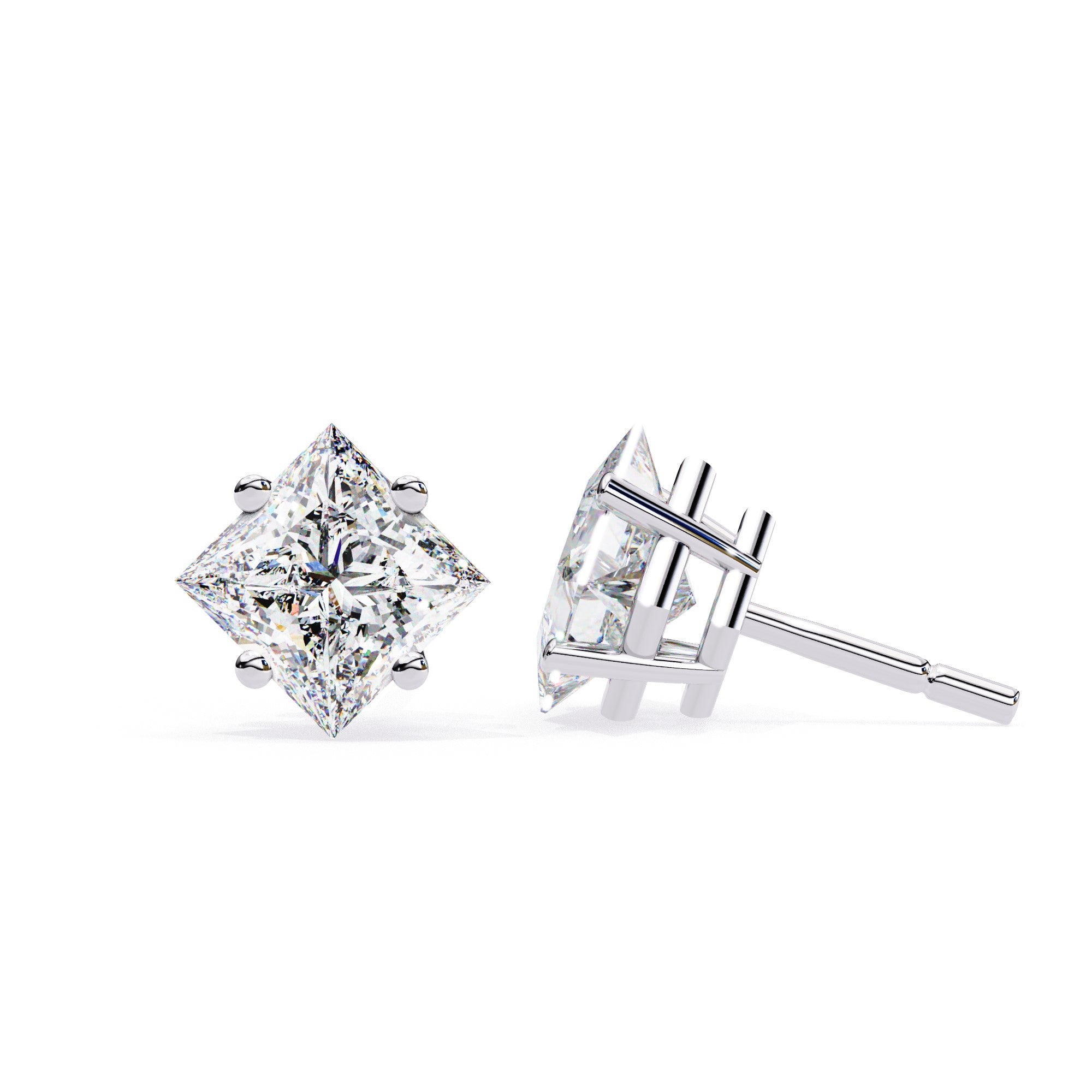 Madeline Princess Cut Moissanite Solitaire Earrings
