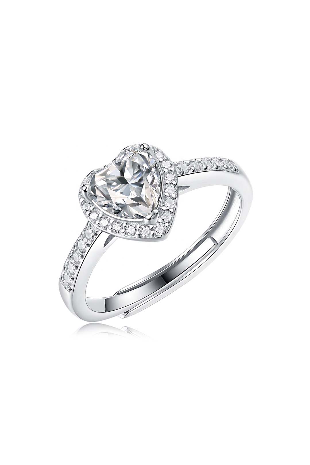Skye Moissanite Ring in Sterling Silver with Platinum Coating