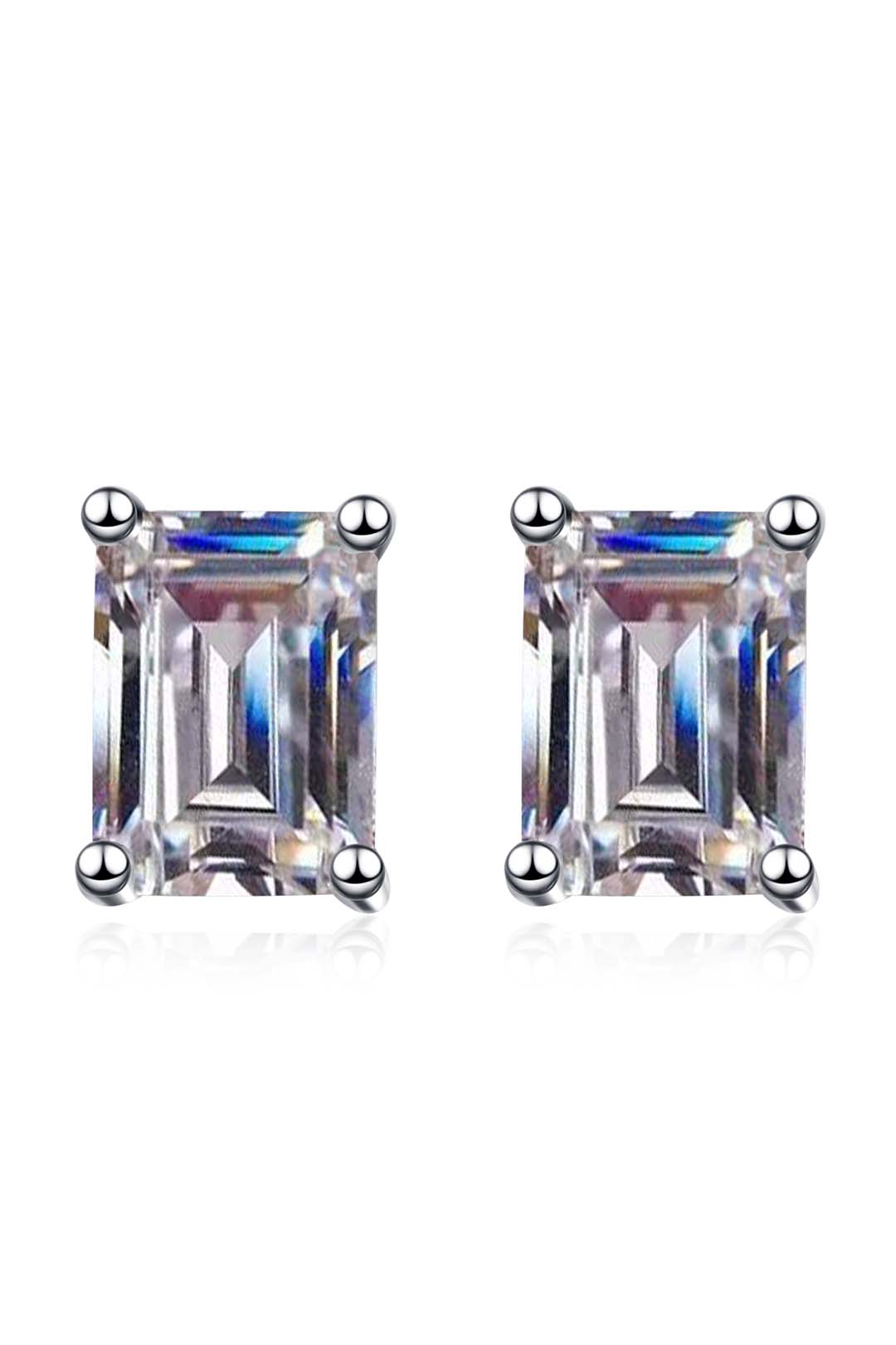 Solace Emerald Cut Moissanite Solitaire Earrings