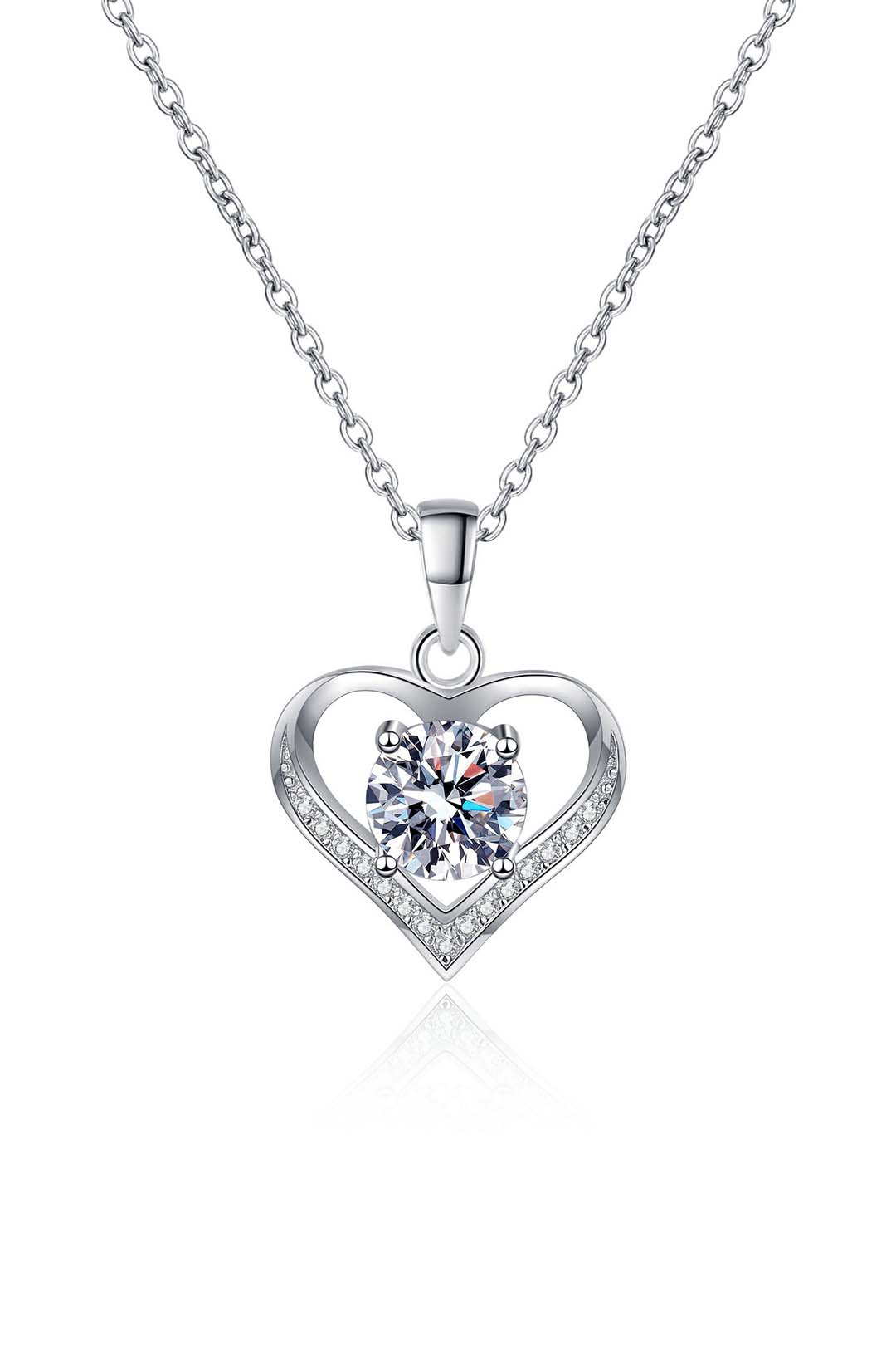 Quinn Moissanite Pendant in Sterling Silver With Rhodium Plating