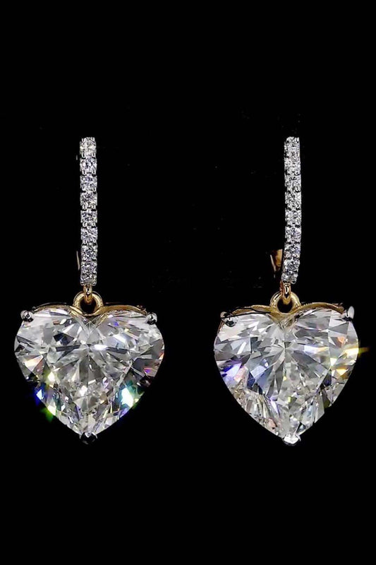 Customized Order 1045 Heart Cut Solitaire Moissanite Dangle Earrings and Pendant 2 carats each