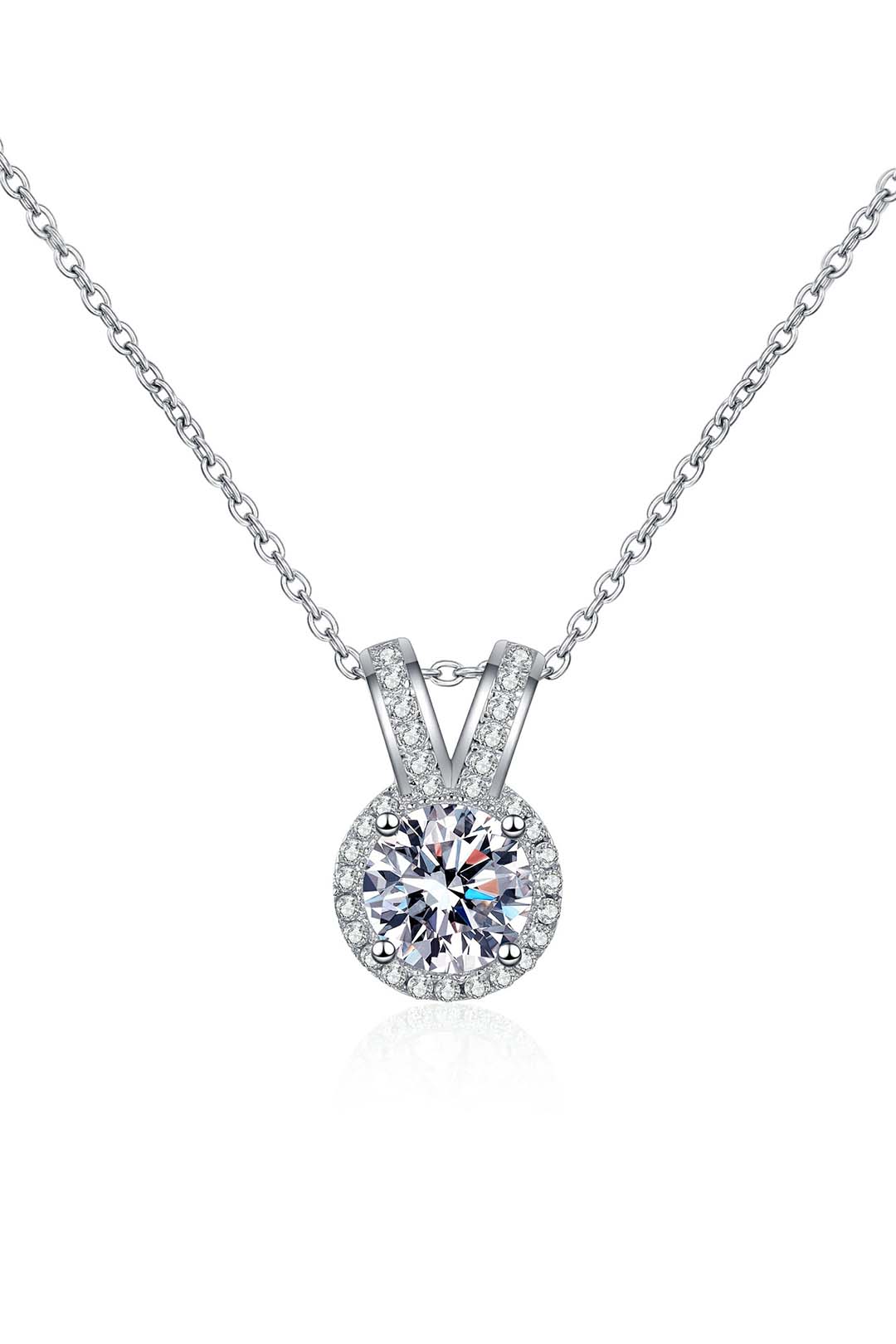 Esme Moissanite Pendant in Sterling Silver With Rhodium Plating