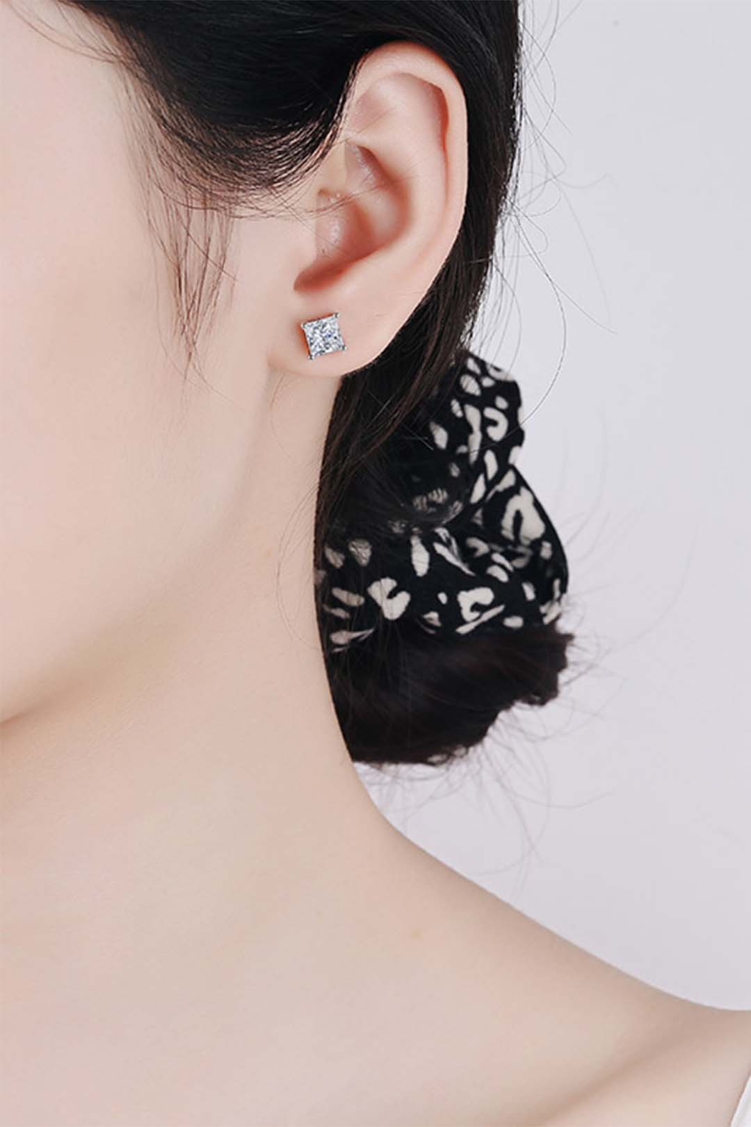 Luminous Grace Princess Cut Moissanite Solitaire Earrings