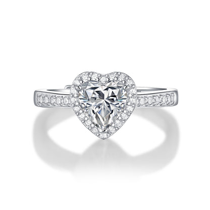 Skye Moissanite Ring in Sterling Silver with Platinum Coating