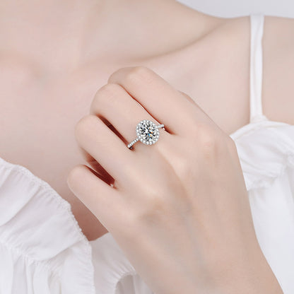 Harriet Oval Cut Solitaire Moissanite Ring in Sterling Silver with Platinum Coating