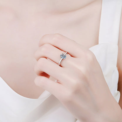 Charlotte Oval Cut Solitaire Moissanite Ring in Sterling Silver with Platinum Coating
