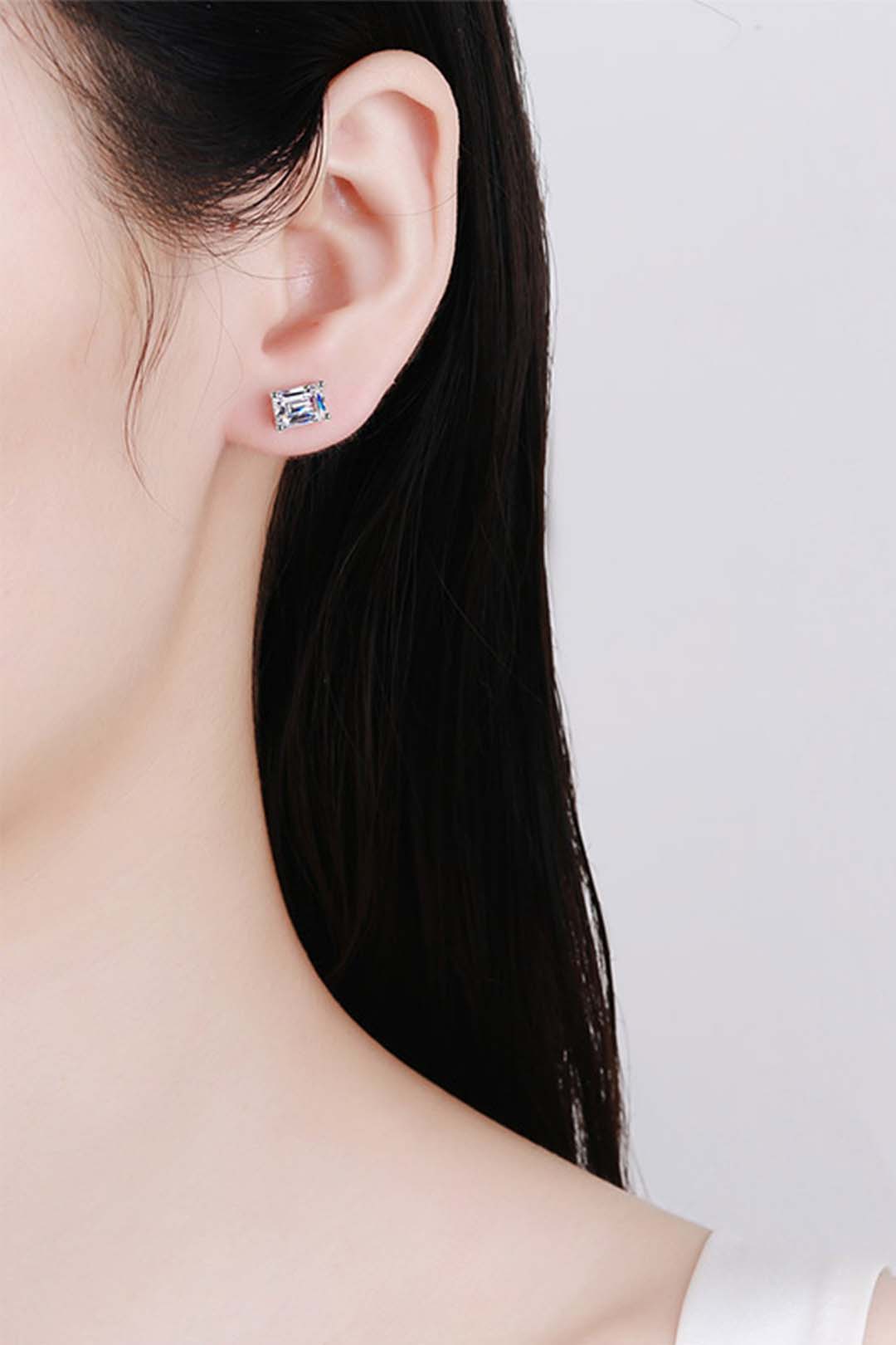 Solace Emerald Cut Moissanite Solitaire Earrings