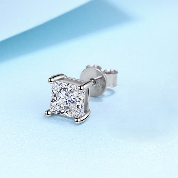 Customized 1 Carats Single stud Princess Solitaire Earring