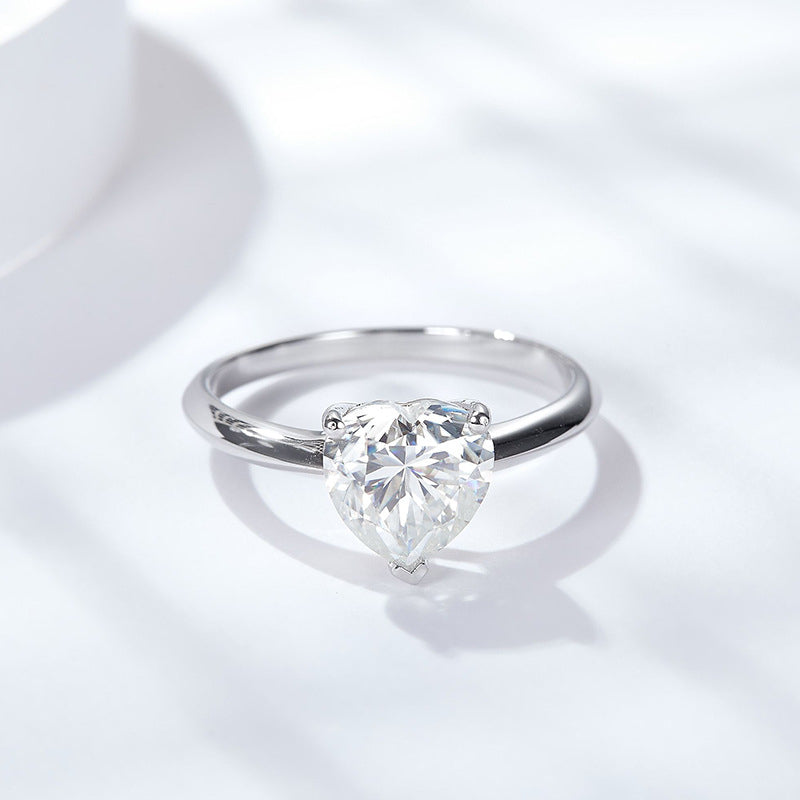 Emery Heart Cut Rhodium Plated Sterling Silver Ring