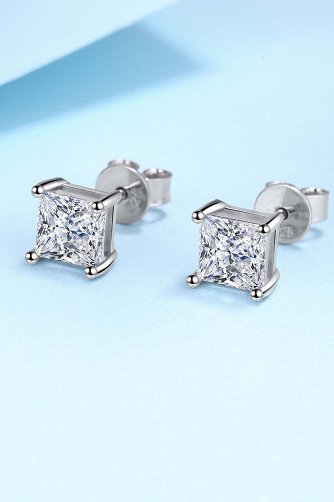 Luminous Grace Princess Cut Moissanite Solitaire Earrings