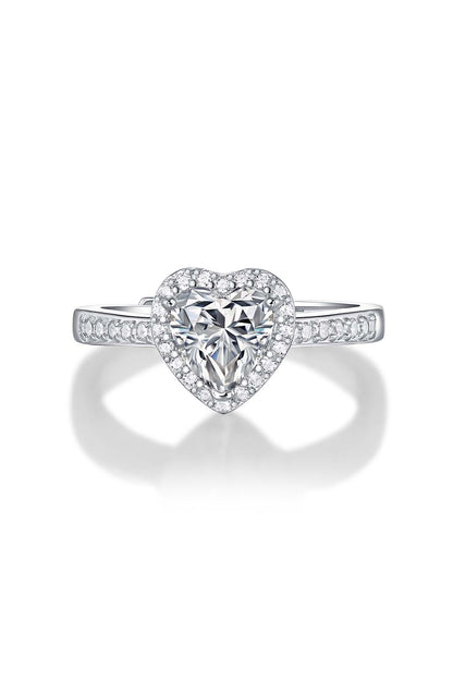 Skye Moissanite Ring in Sterling Silver with Platinum Coating