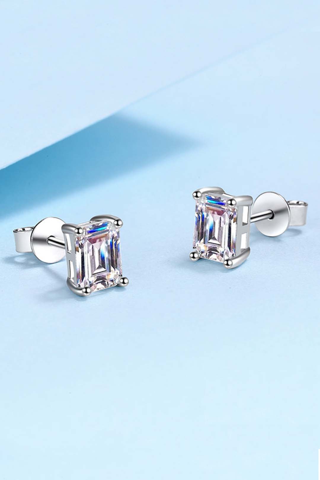 Solace Emerald Cut Moissanite Solitaire Earrings