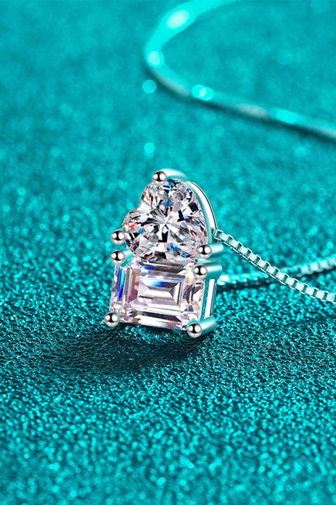Evelyn Moissanite Pendant in Sterling Silver With Rhodium Plating