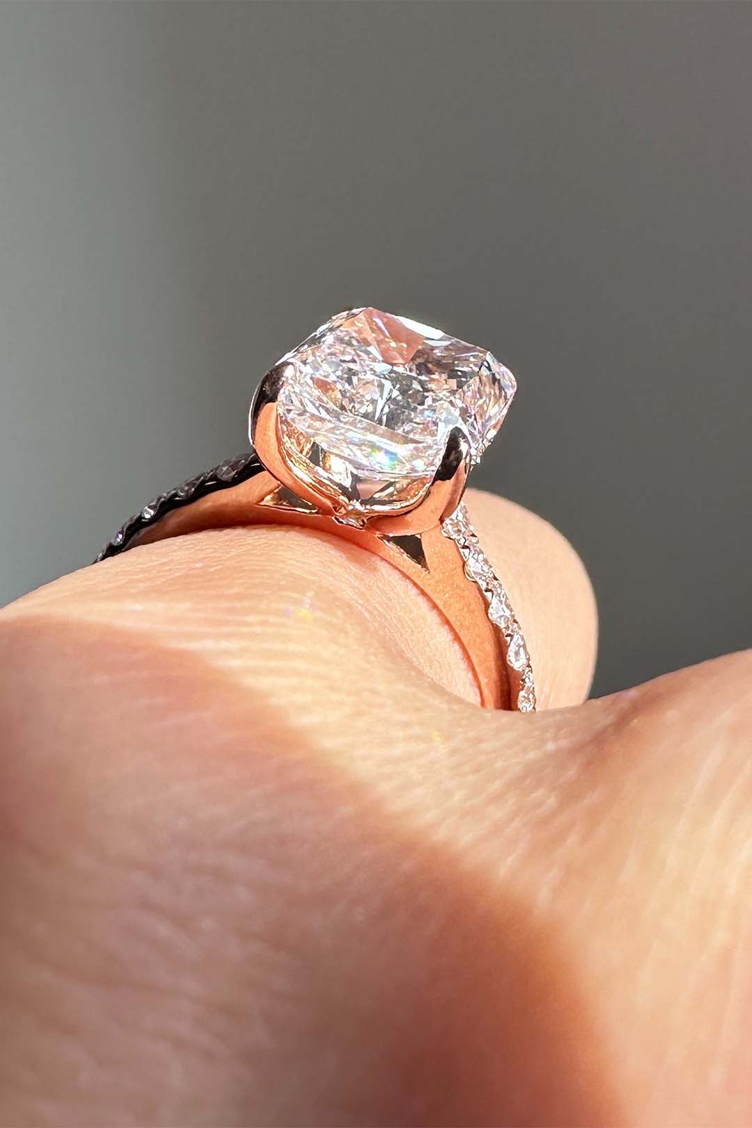 Midnight Majesty Radiant Moissanite Ring