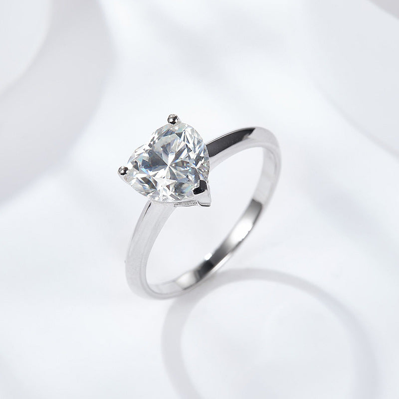 Emery Heart Cut Rhodium Plated Sterling Silver Ring