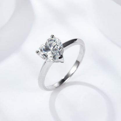 Emery Heart Cut Rhodium Plated Sterling Silver Ring
