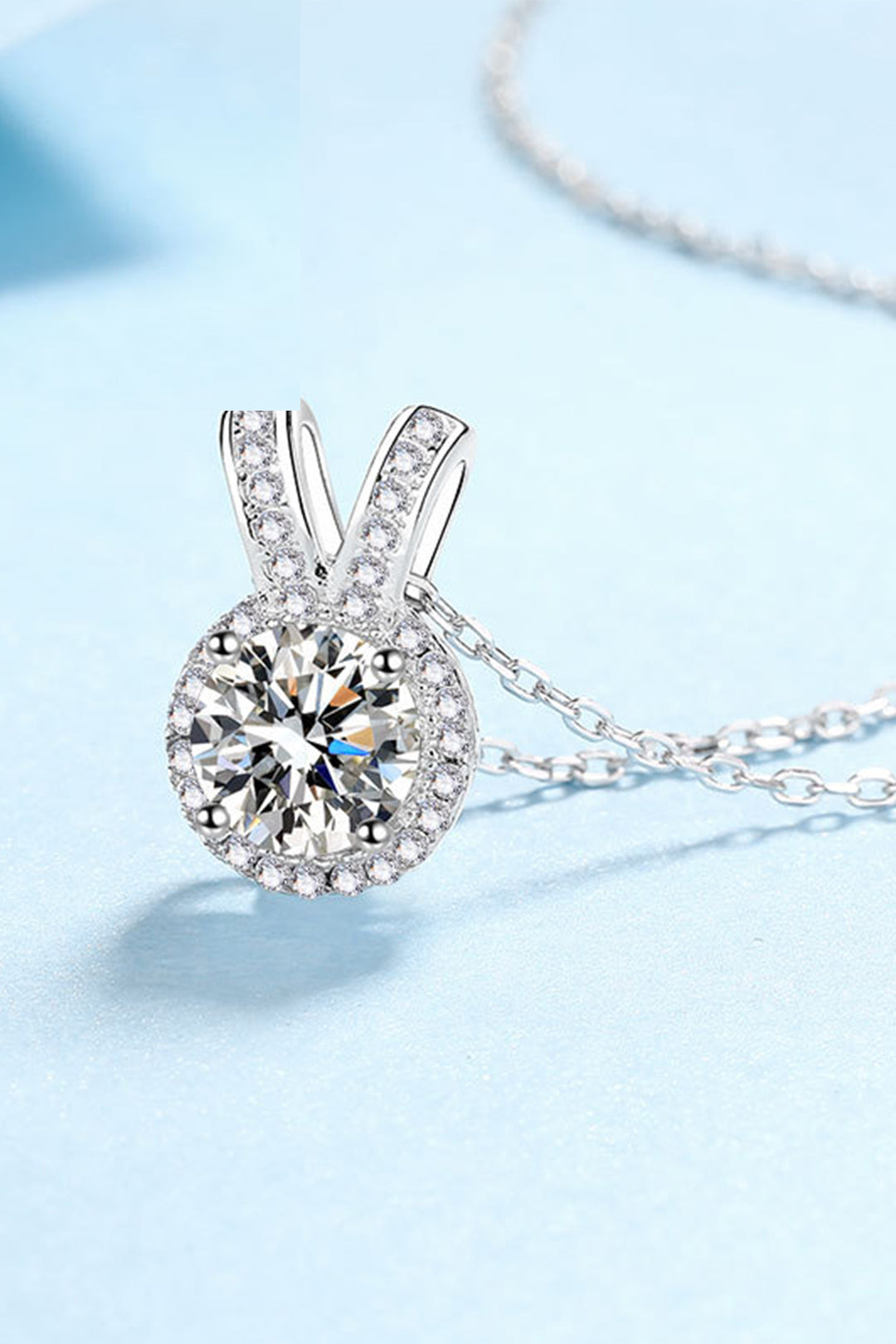 Esme Moissanite Pendant in Sterling Silver With Rhodium Plating