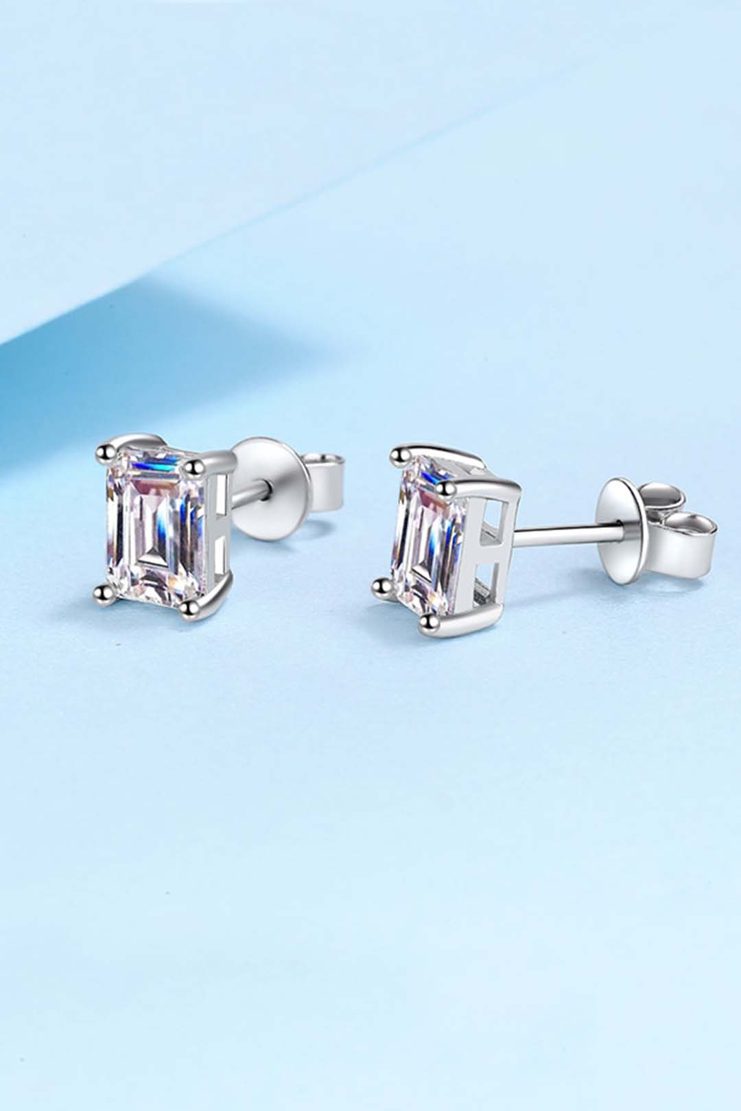 Solace Emerald Cut Moissanite Solitaire Earrings
