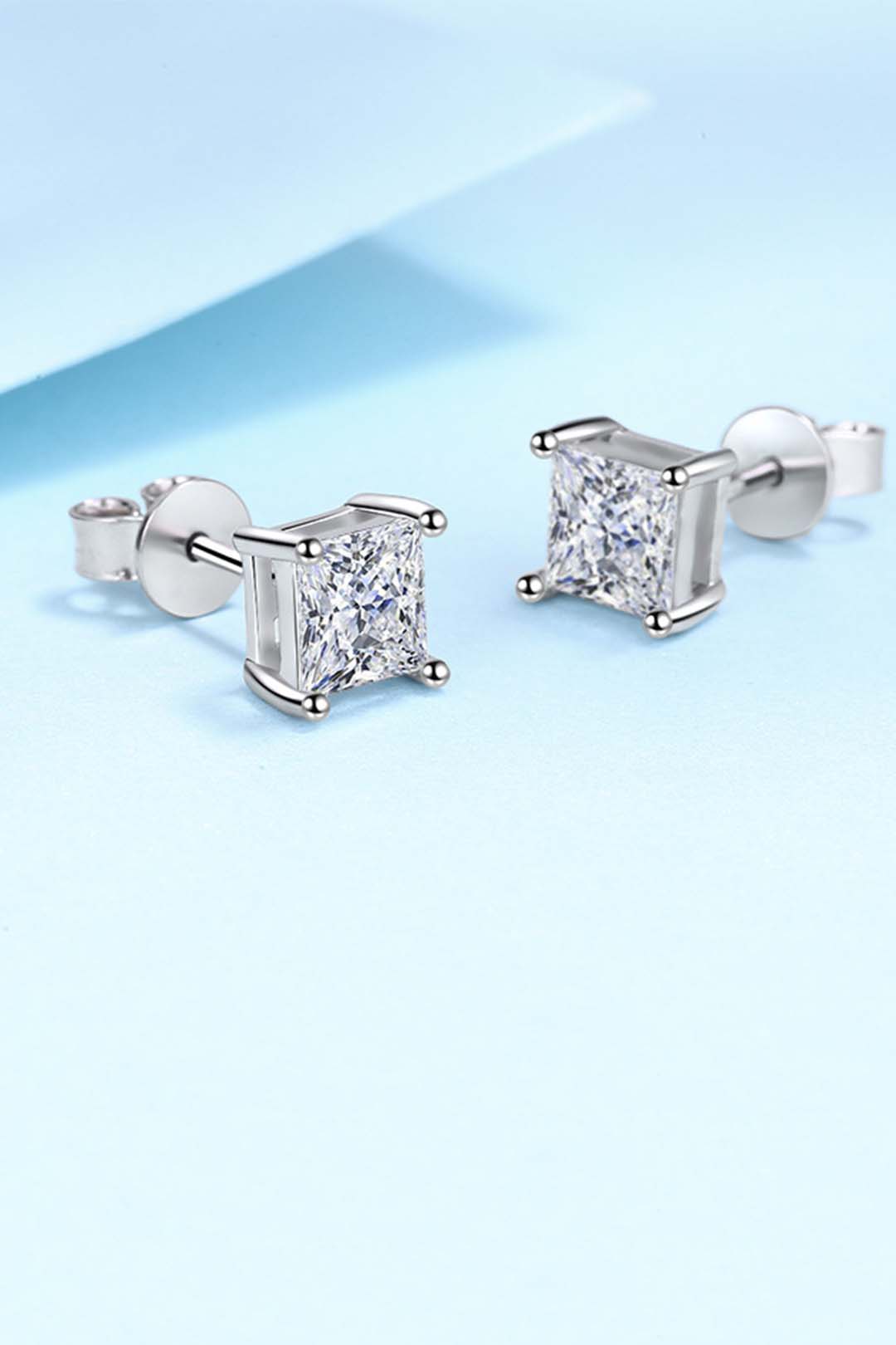 Luminous Grace Princess Cut Moissanite Solitaire Earrings