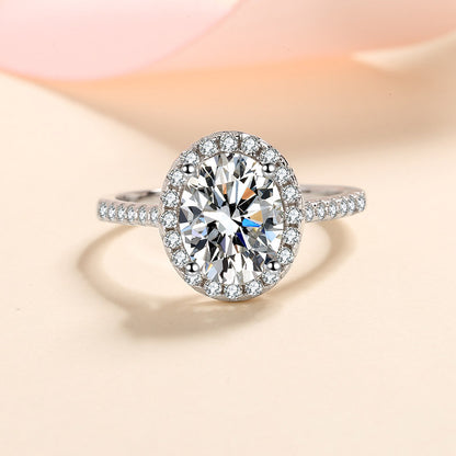 Harriet Oval Cut Solitaire Moissanite Ring in Sterling Silver with Platinum Coating