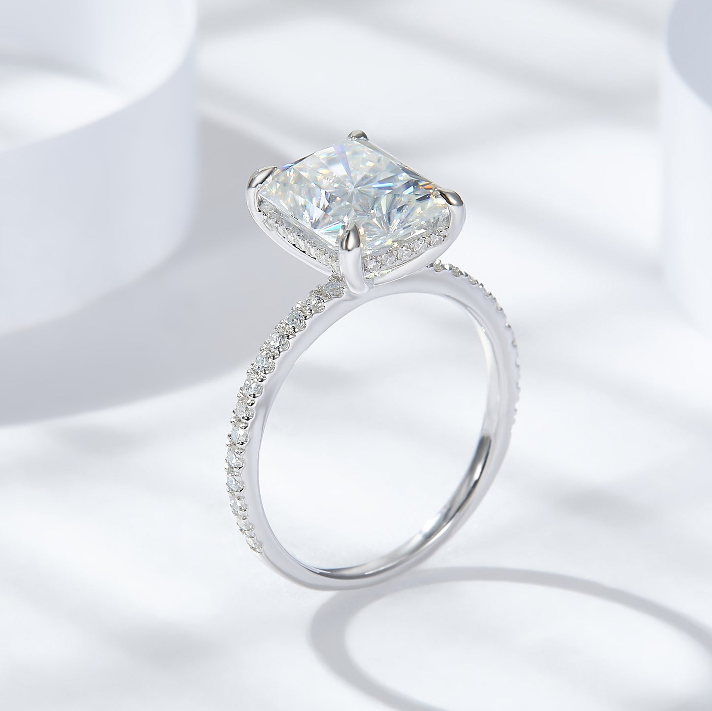 Midnight Majesty Radiant Moissanite Ring
